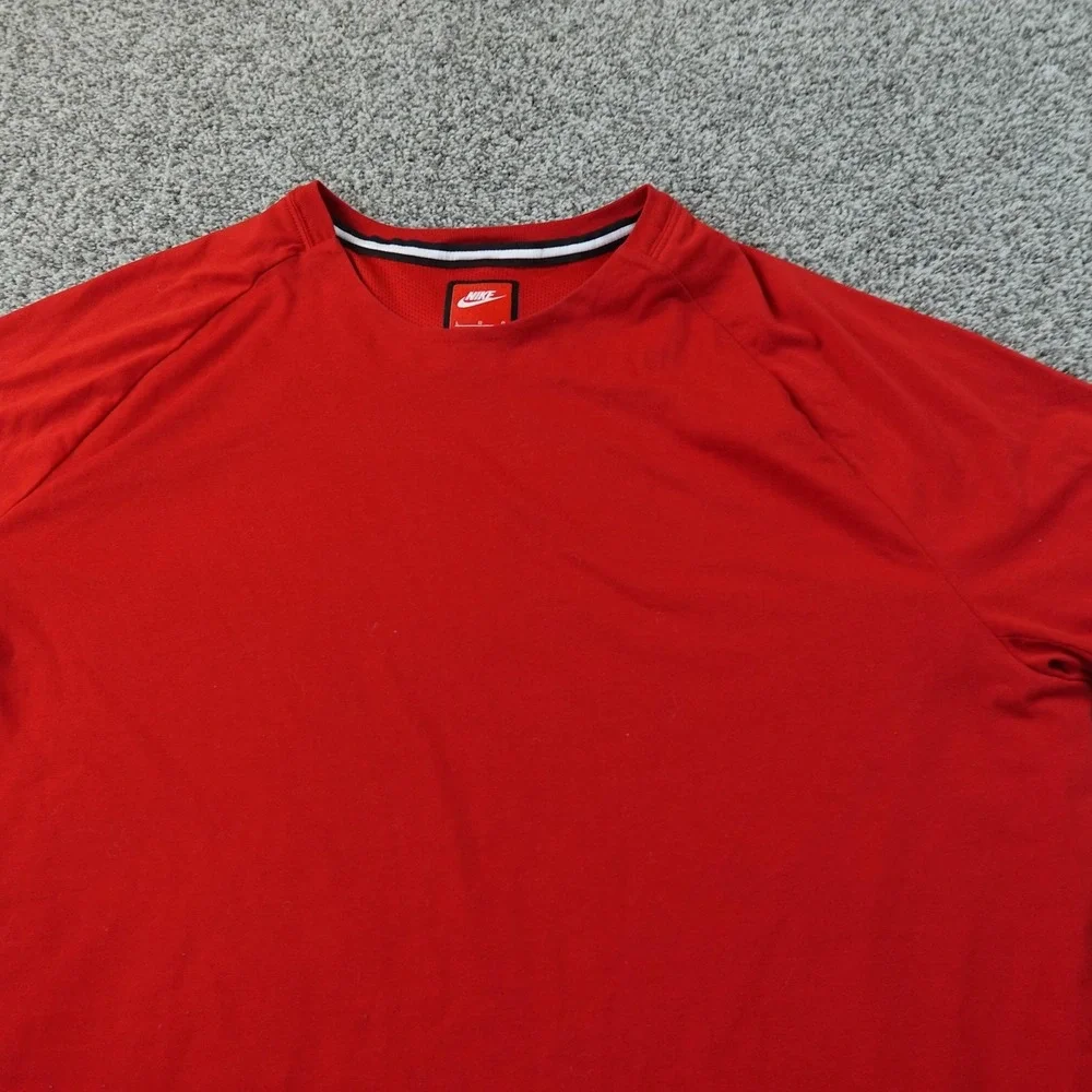 Nike Shirt Mens L Red Sportswear Bonded Short Sleeve Running Gym Performance Tee